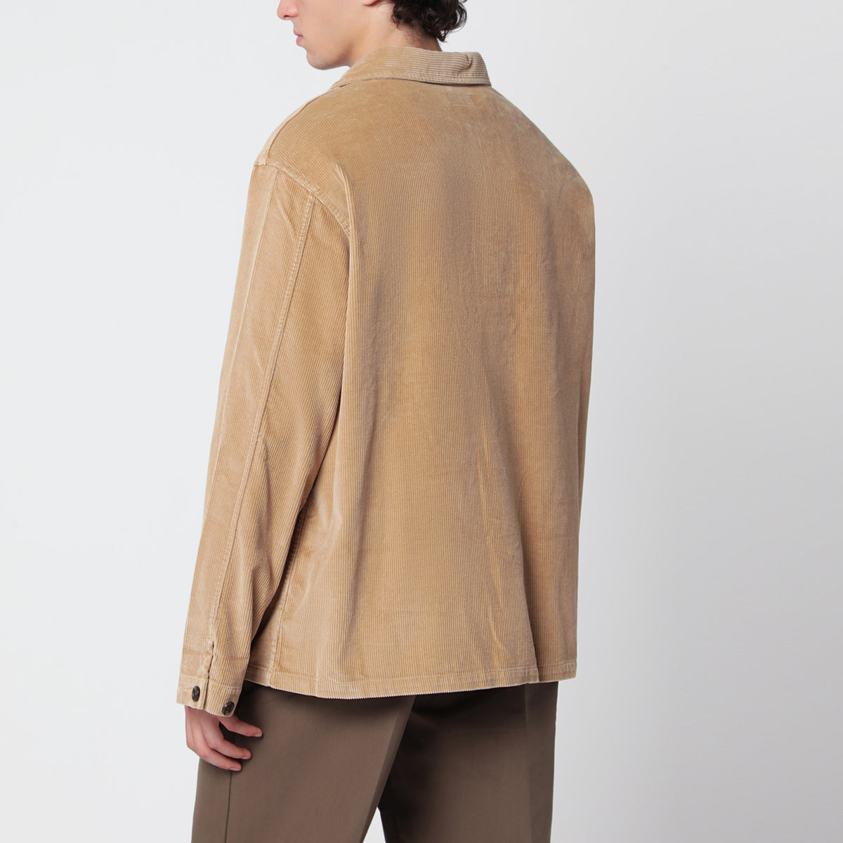 Giacca a camicia color cammello in cotone