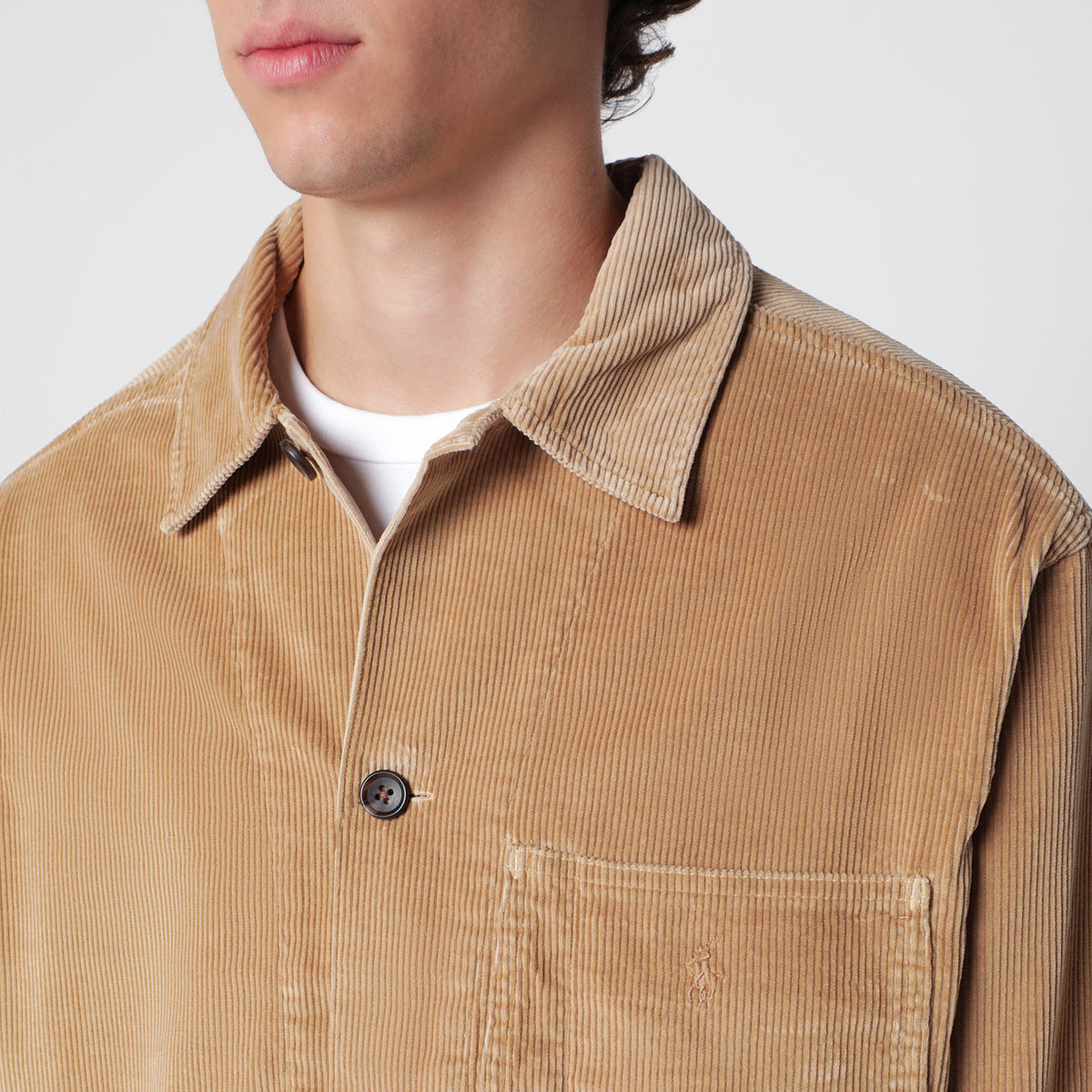 Giacca a camicia color cammello in cotone