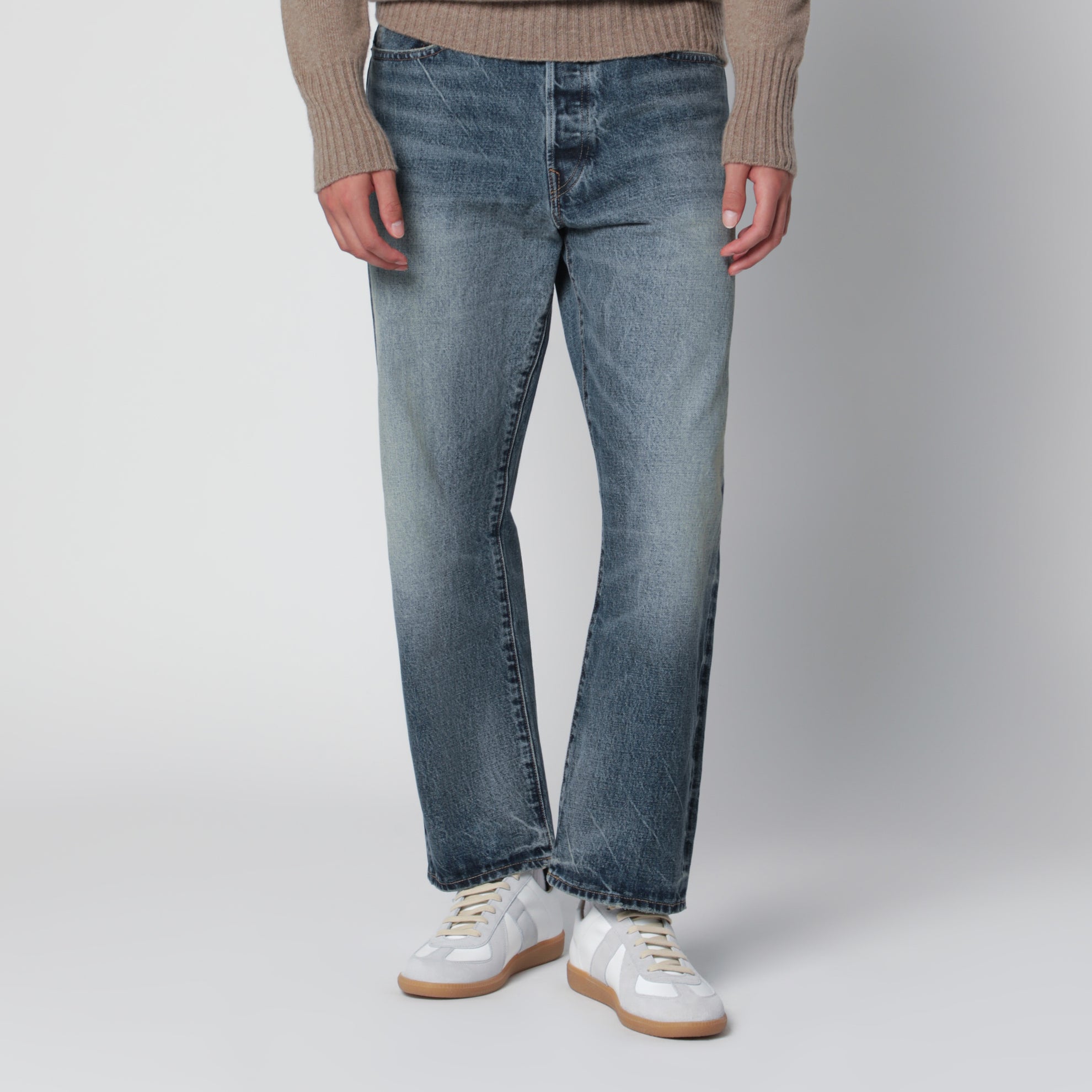 Washed denim jeans