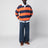 Orange/blue striped Big-Fit polo shirt in cotton