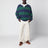 Dark green/blue striped Big-Fit polo shirt in cotton