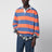 Orange-blau gestreiftes Rugby-Poloshirt mit Polo Bear