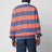 Orange-blau gestreiftes Rugby-Poloshirt mit Polo Bear