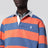 Orange-blau gestreiftes Rugby-Poloshirt mit Polo Bear