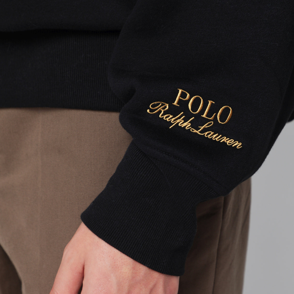 Schwarzes Big Pony Baumwoll-Rugby-Sweatshirt