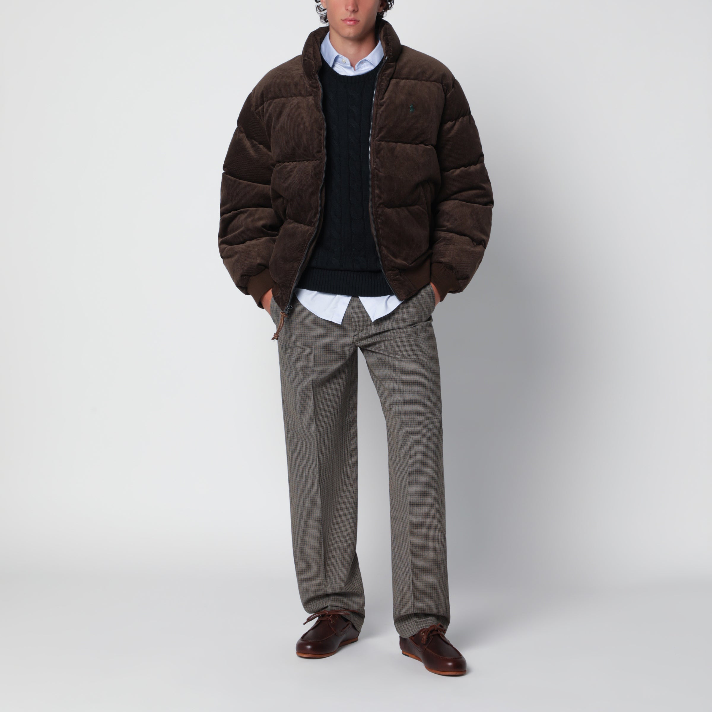 Polo Ralph Lauren ダウンジャケット XS ダークブラウン Polo Ralph Lauren Dark brown down jacket in corduroy | TheDoubleF