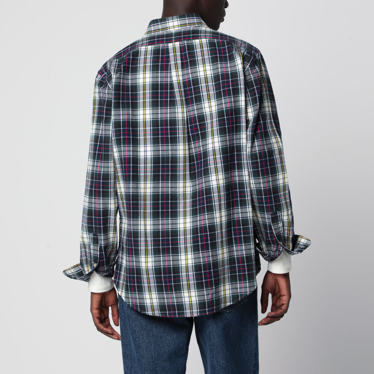 Navy Green Tartan Oxford Cotton Shirt