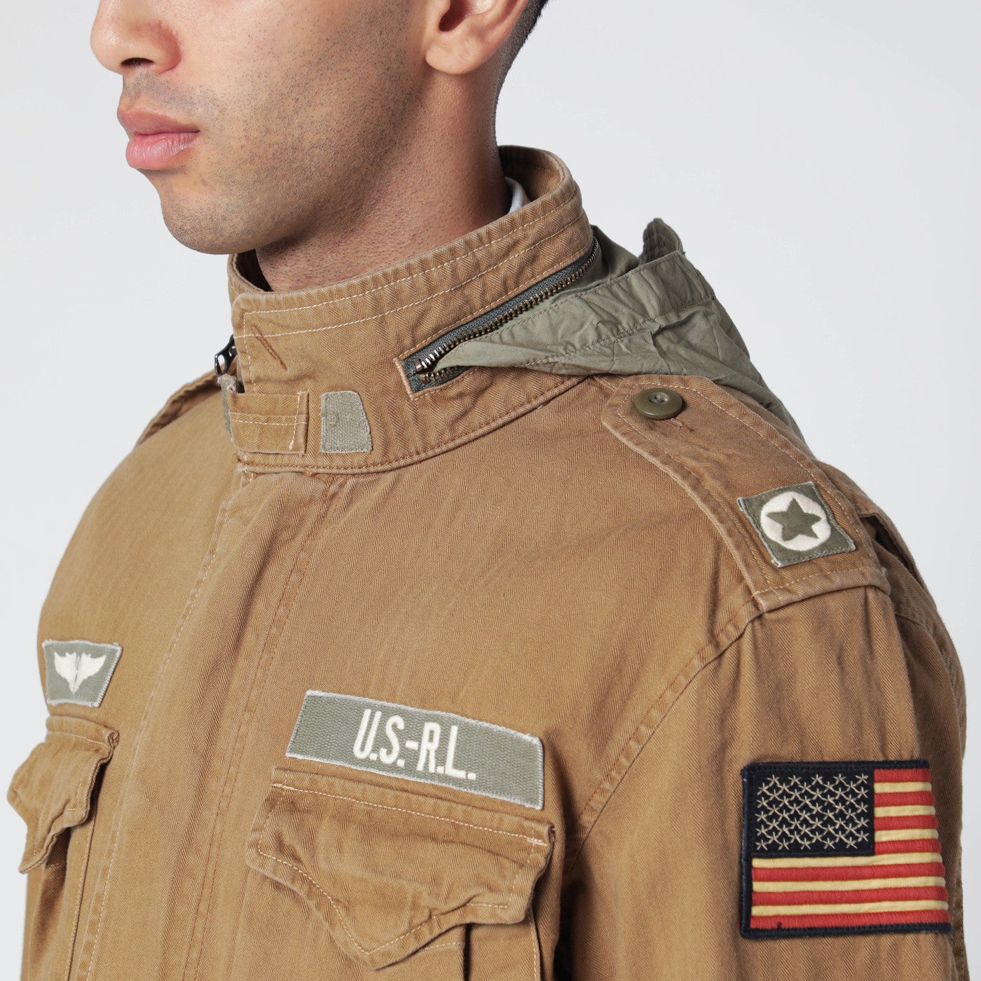 Sand-colored military jacket