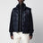 Glossy navy blue quilted zip-up vest
