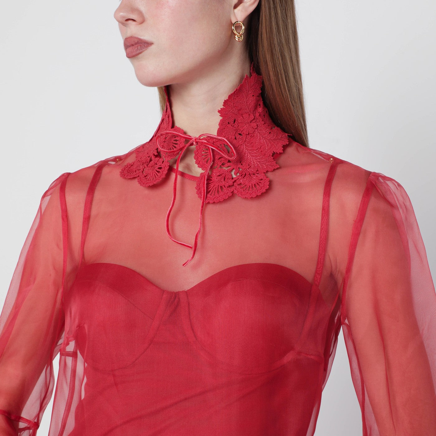 Mini-robe Rebellion rouge à manches cloche