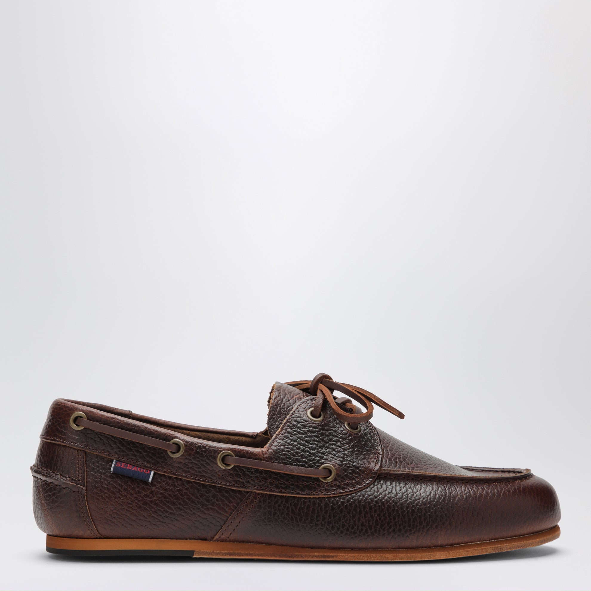 Scarpe da barca Owen marroni in pelle martellata