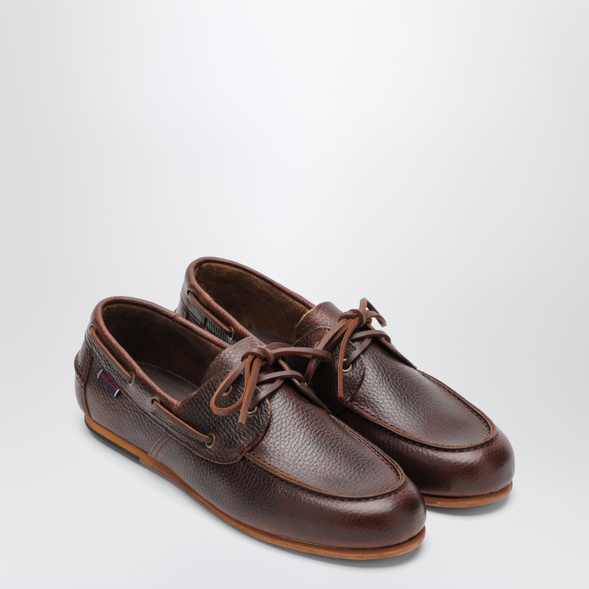 Scarpe da barca Owen marroni in pelle martellata