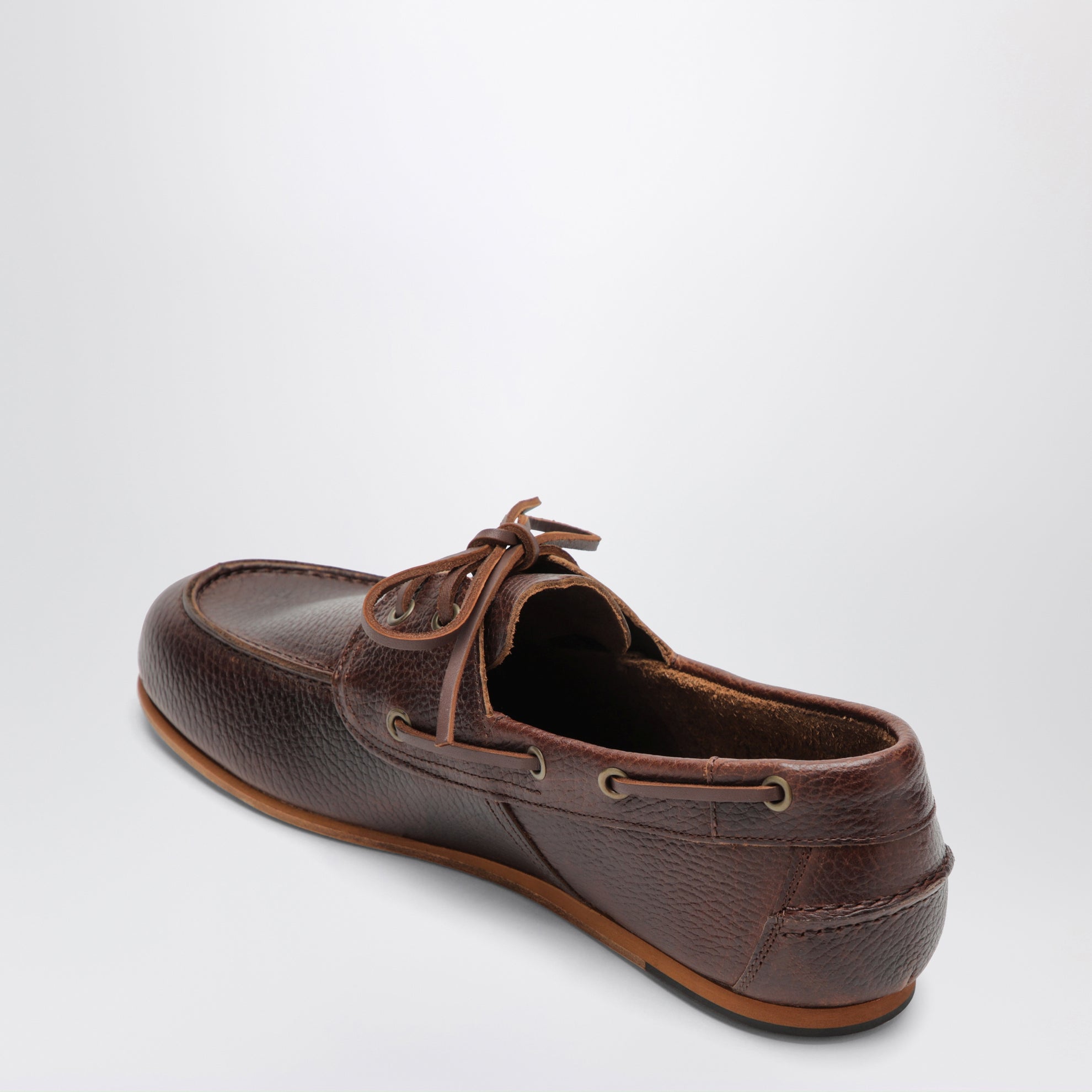 Scarpe da barca Owen marroni in pelle martellata