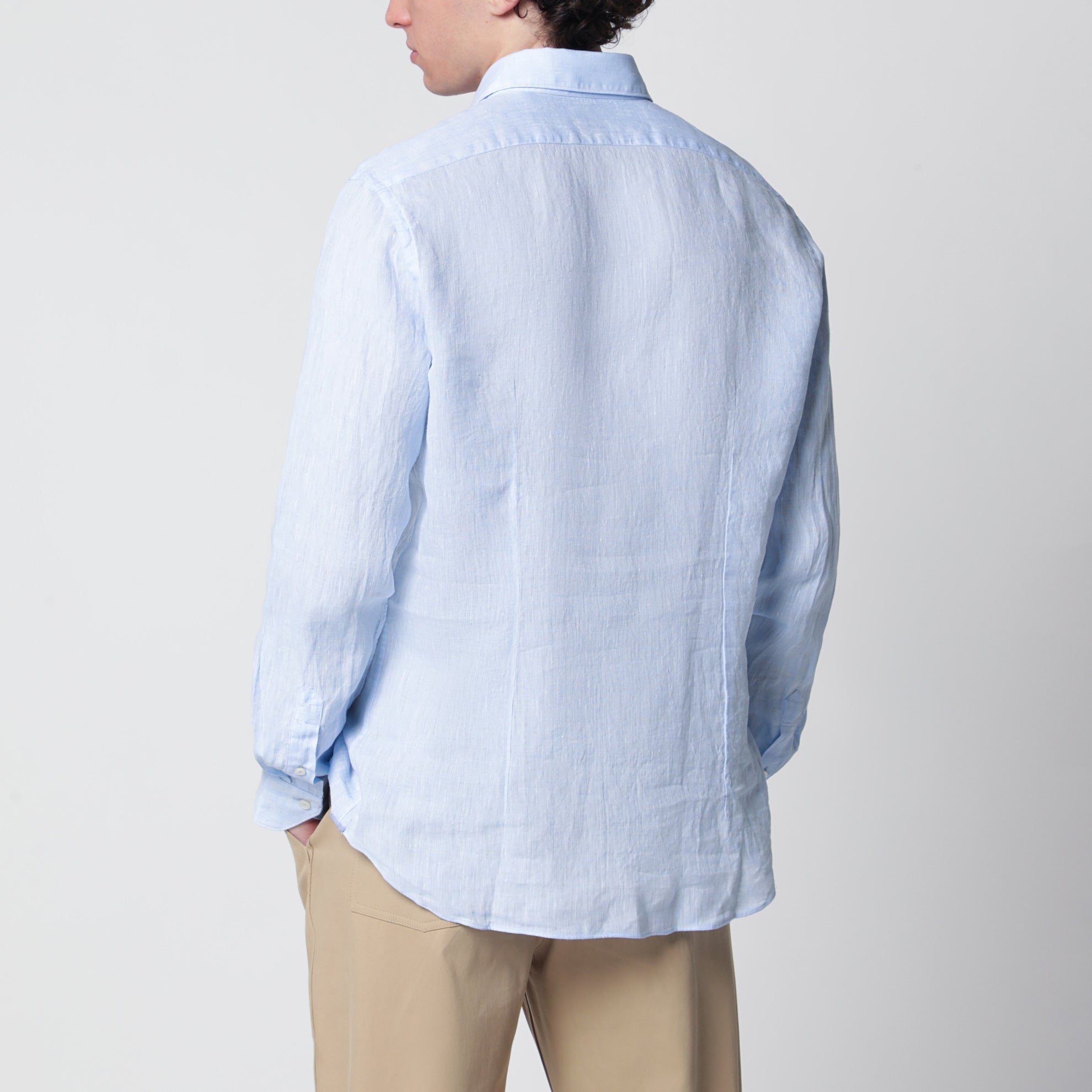 Camicia Tailor Fit azzurra in lino