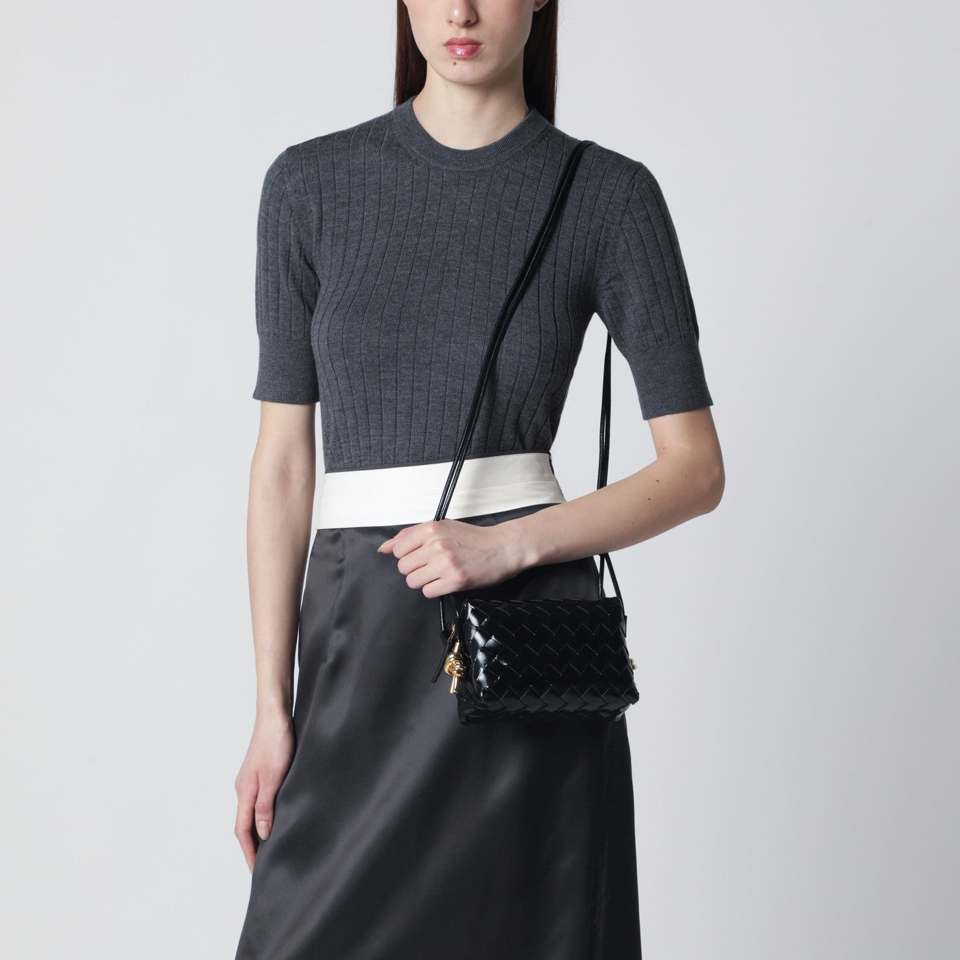 Borsa Mini Loop Metal Knot nera