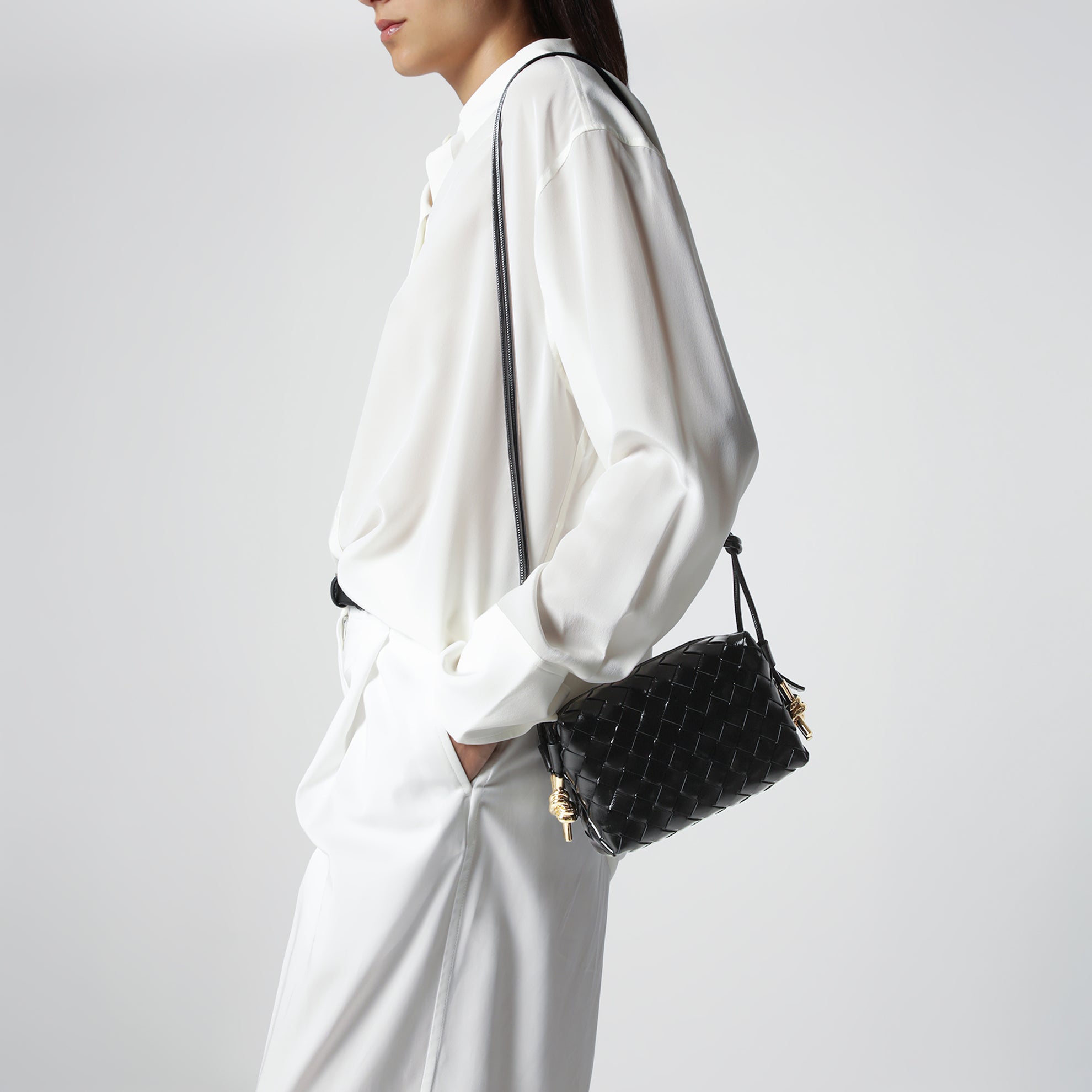 Borsa Mini Loop Metal Knot nera
