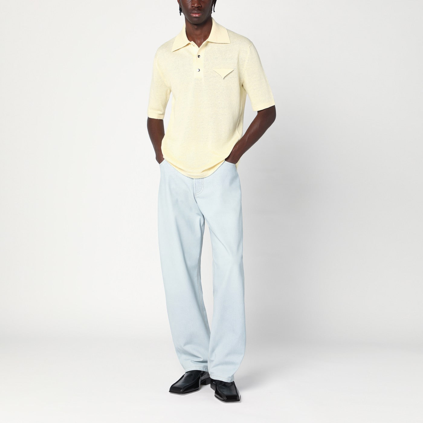 Polo jaune en lin léger