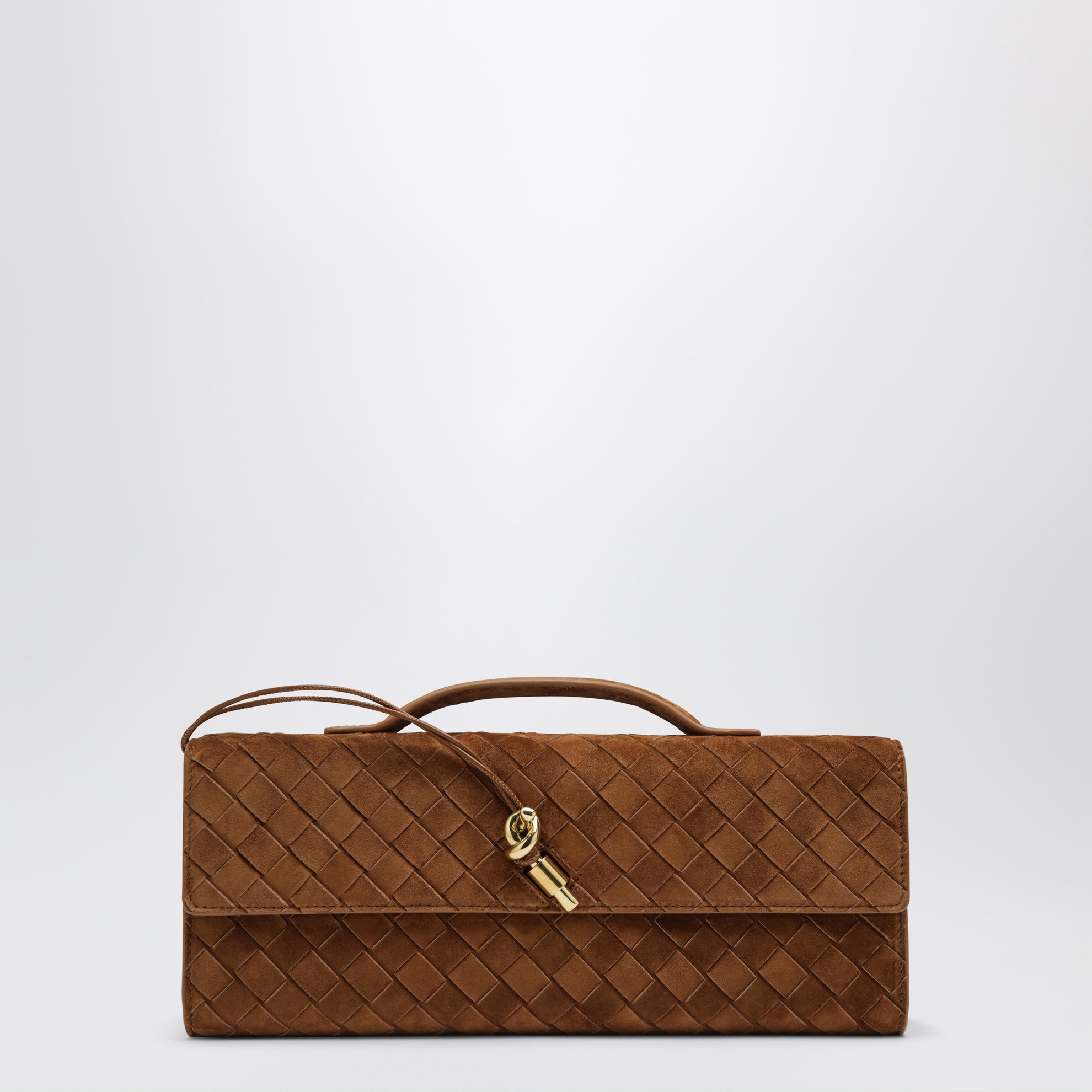 Andiamo clutch with brown suede handle
