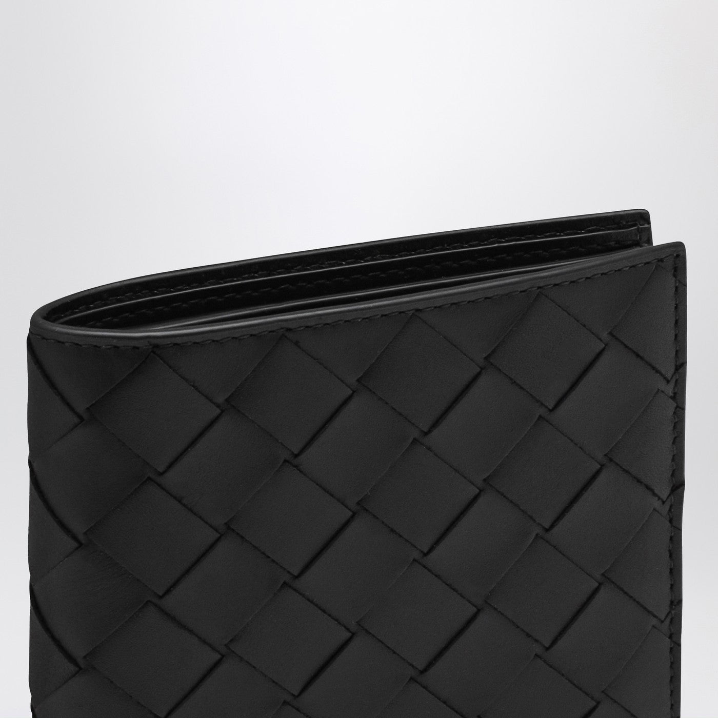Schwarzes Intrecciato-Portemonnaie