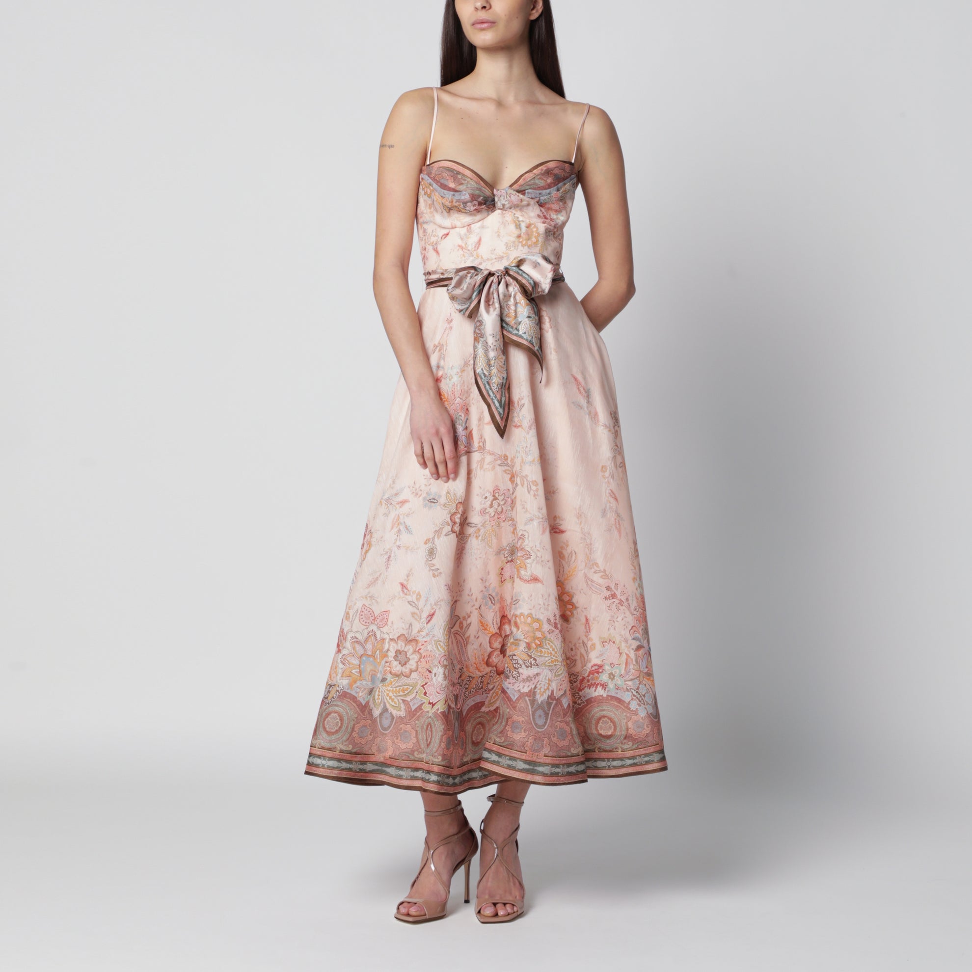 Pink Alchemy midi dress with paisley pattern