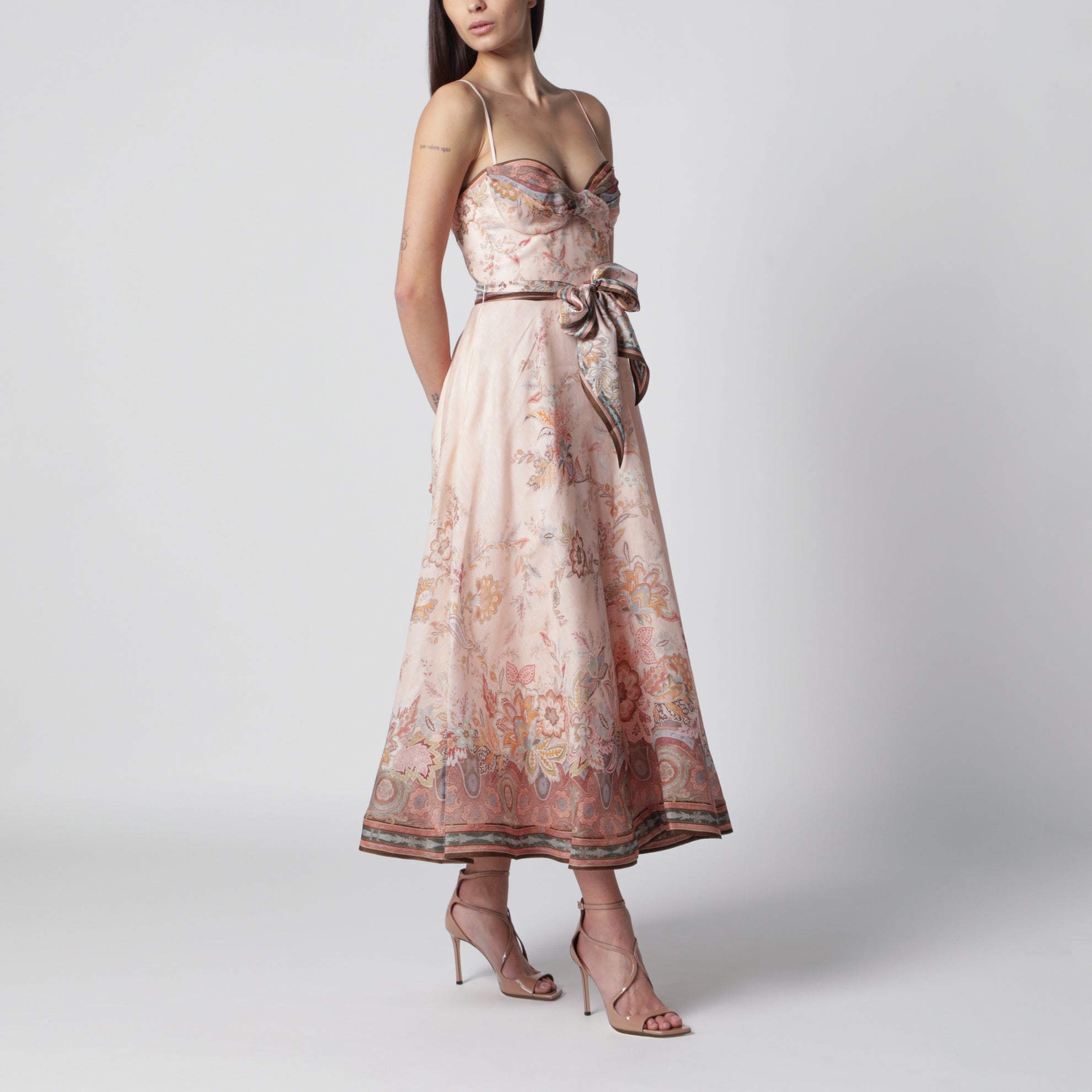 Pink Alchemy midi dress with paisley pattern