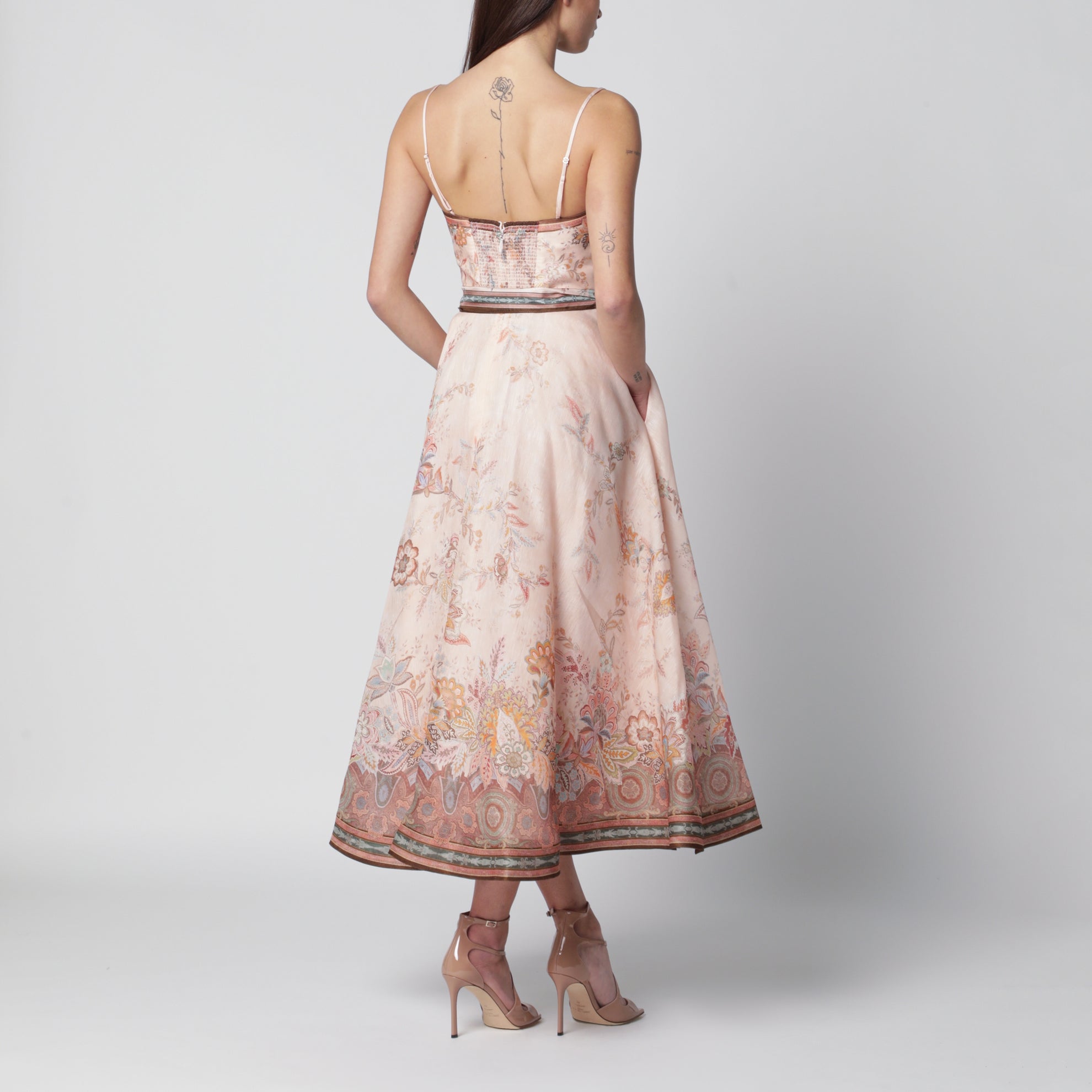 Pink Alchemy midi dress with paisley pattern