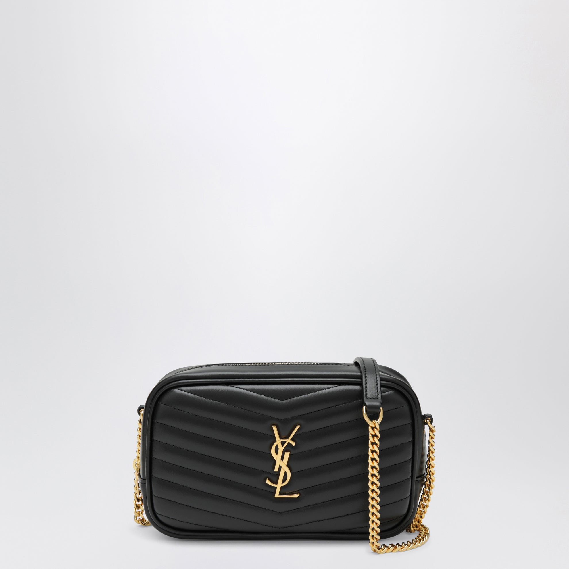 Borsa mini Lou trapuntata in pelle nera