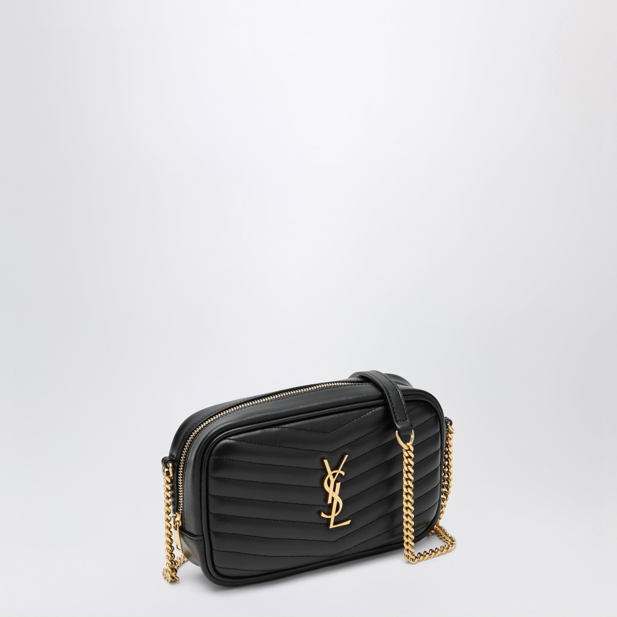Borsa mini Lou trapuntata in pelle nera