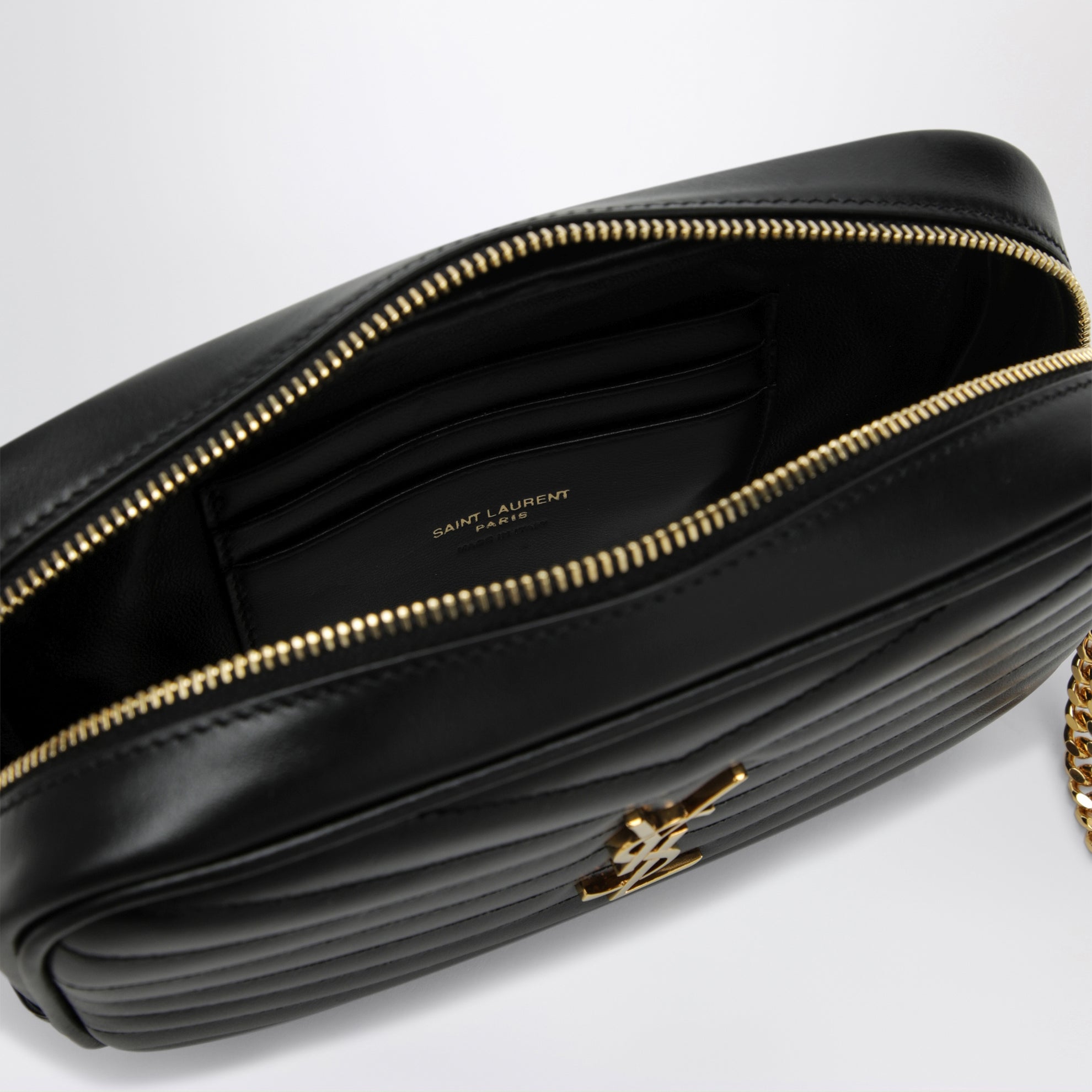 Borsa mini Lou trapuntata in pelle nera