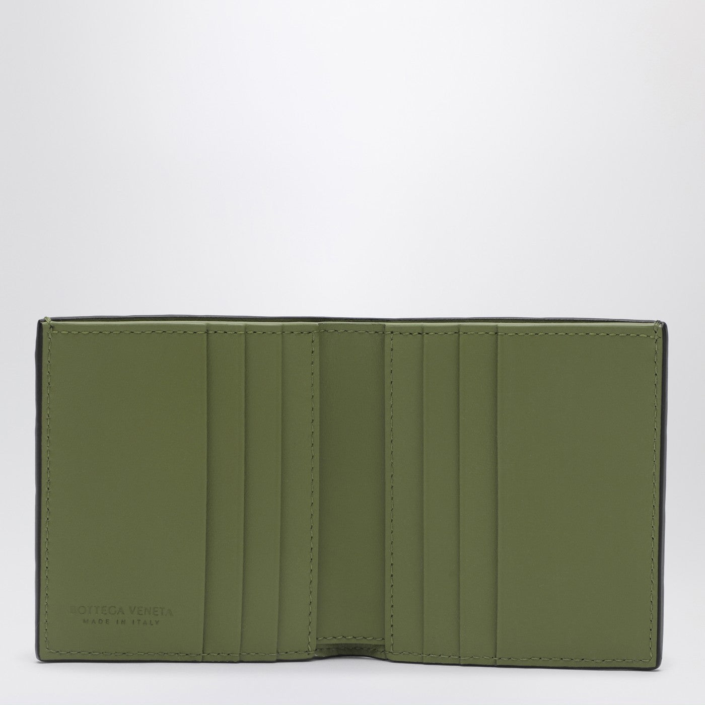 Portafoglio bi-fold Fondente/Macha in Intrecciato