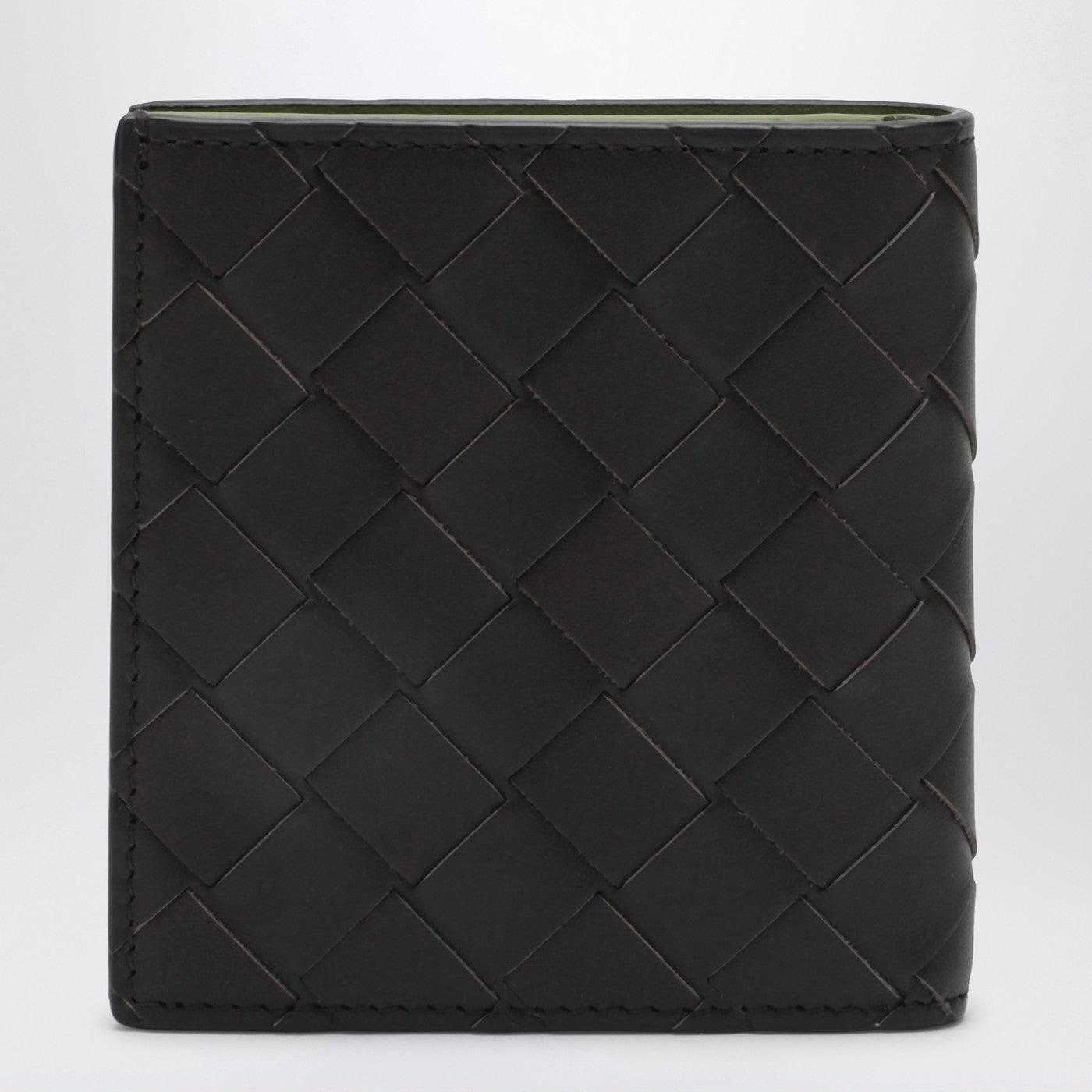 Portafoglio bi-fold Fondente/Macha in Intrecciato
