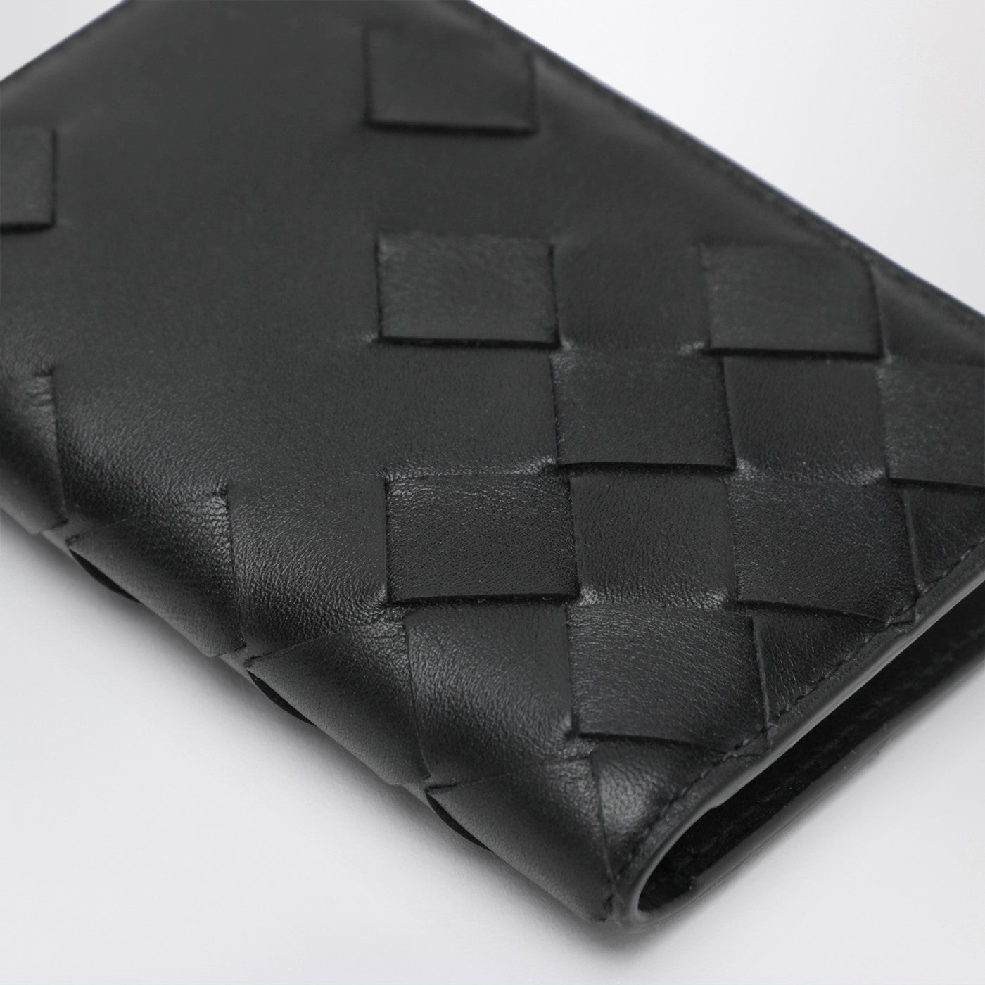 Kartenhalter mit Klappe schwarz Geflochten