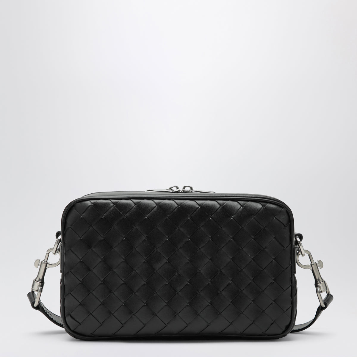 Schwarze Camera Bag aus Intrecciato