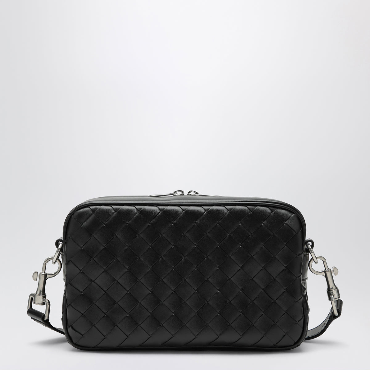 Schwarze Camera Bag aus Intrecciato