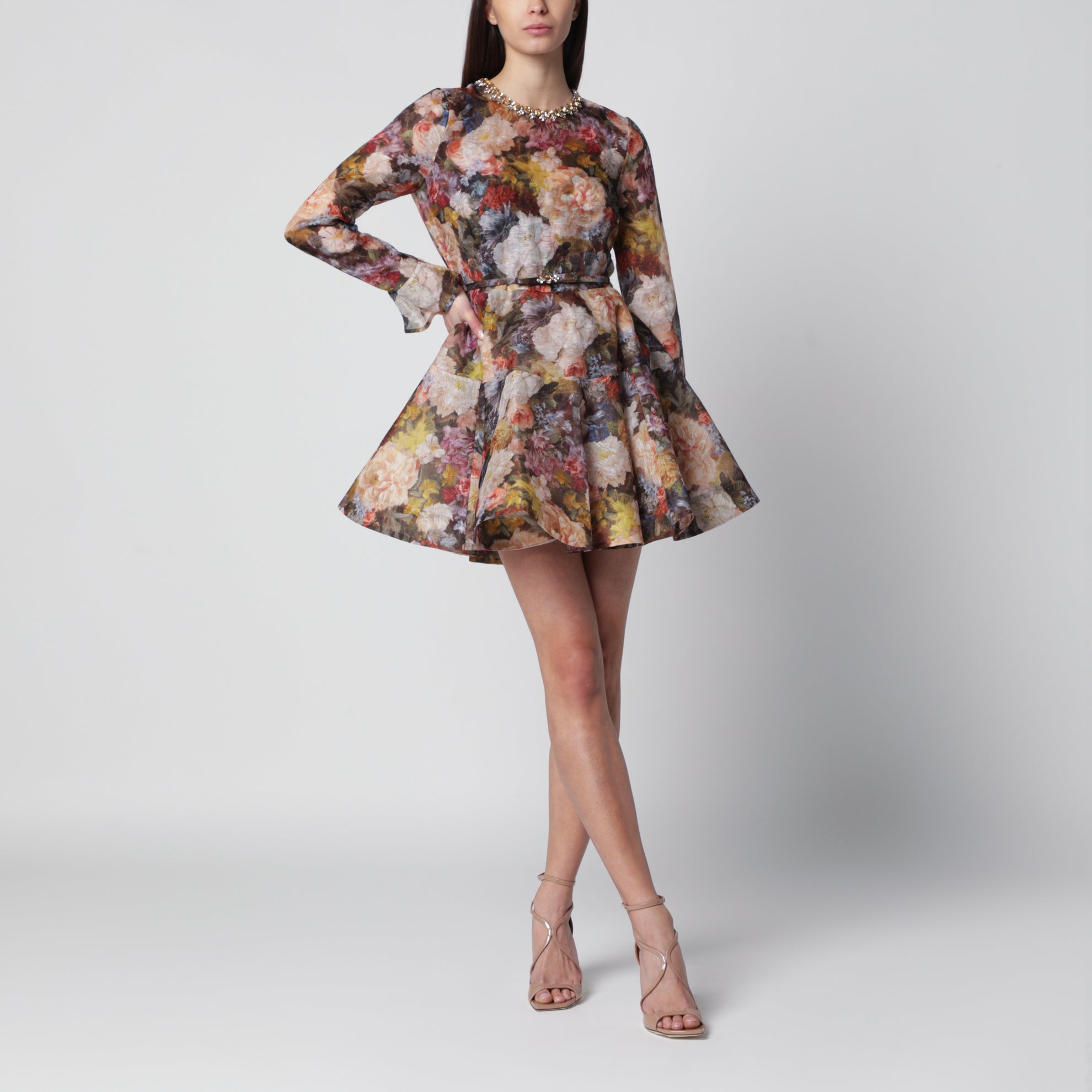 Alchemy peplum mini dress with floral print
