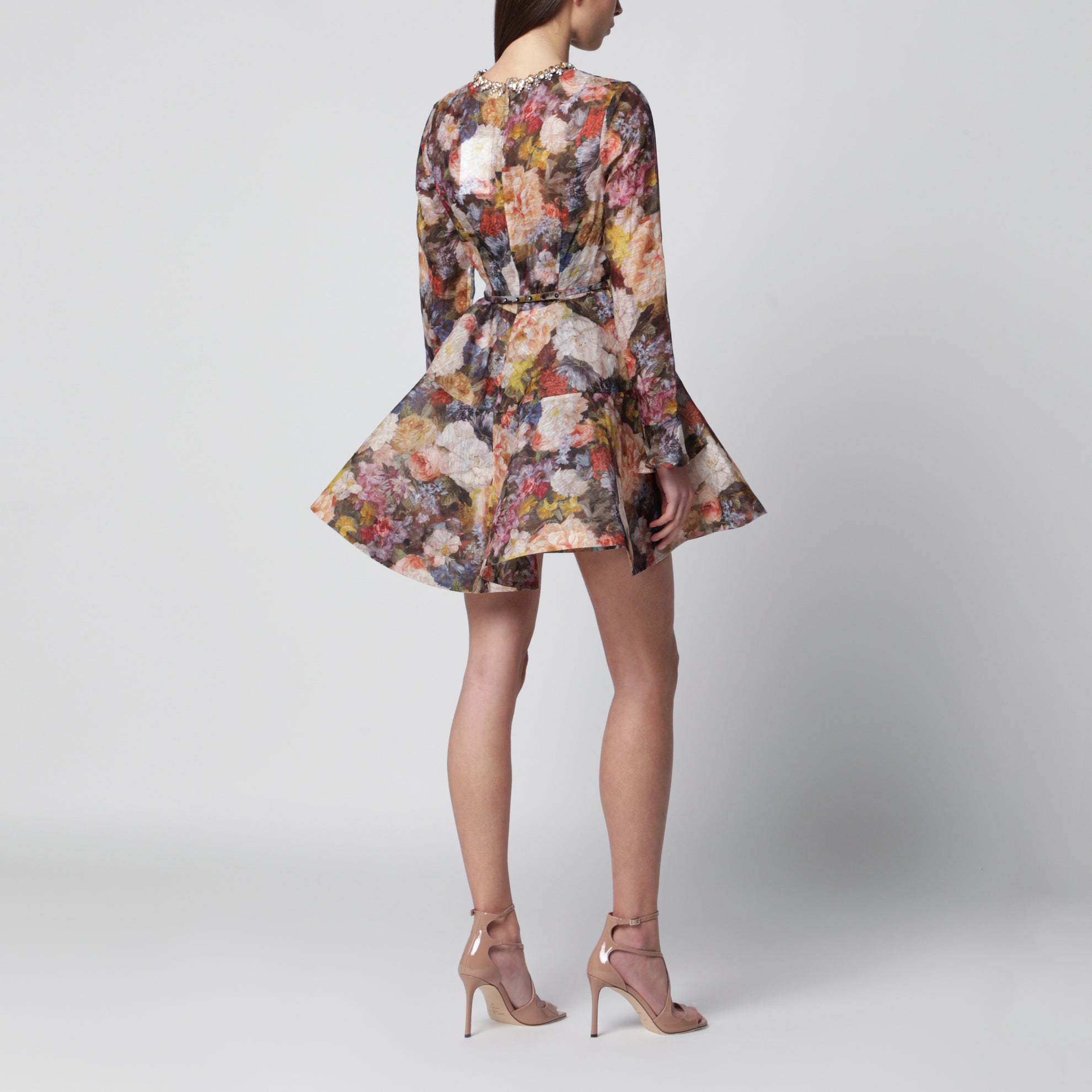 Alchemy peplum mini dress with floral print
