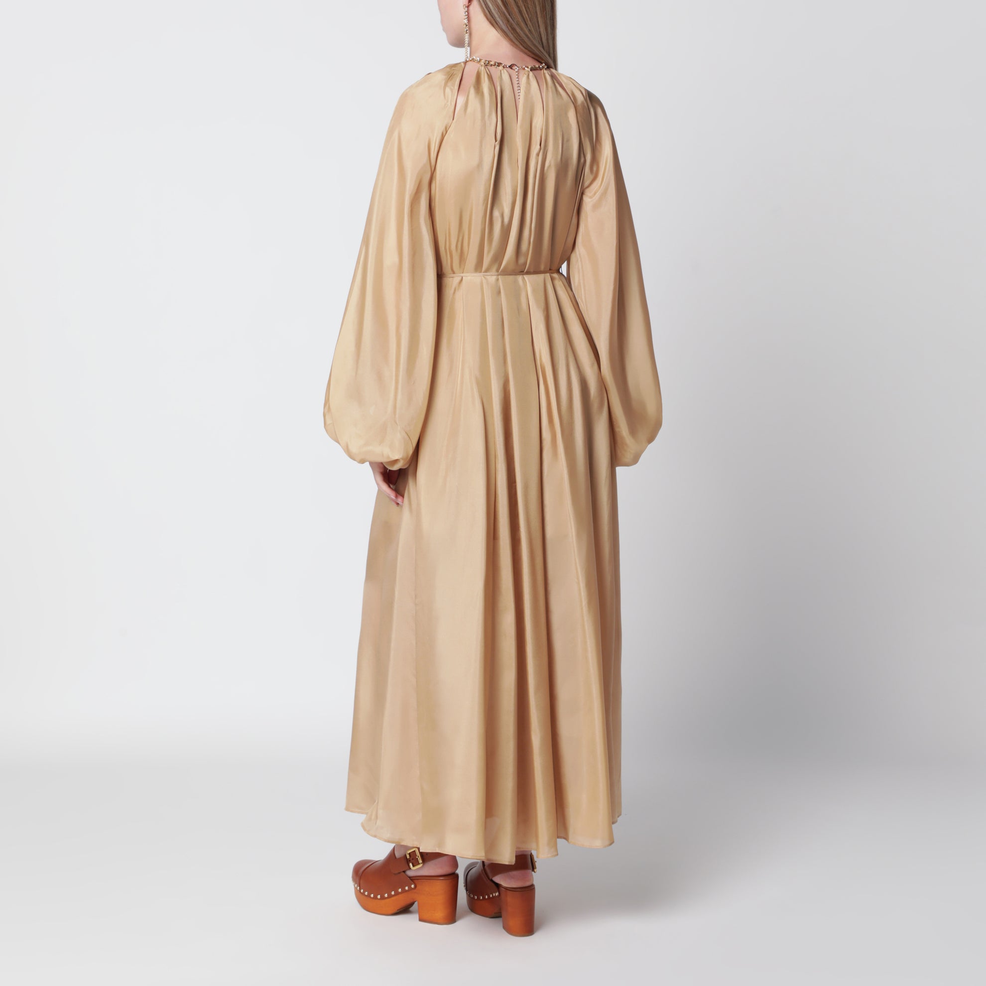 Mahon maxi dress in silk habotai champagne