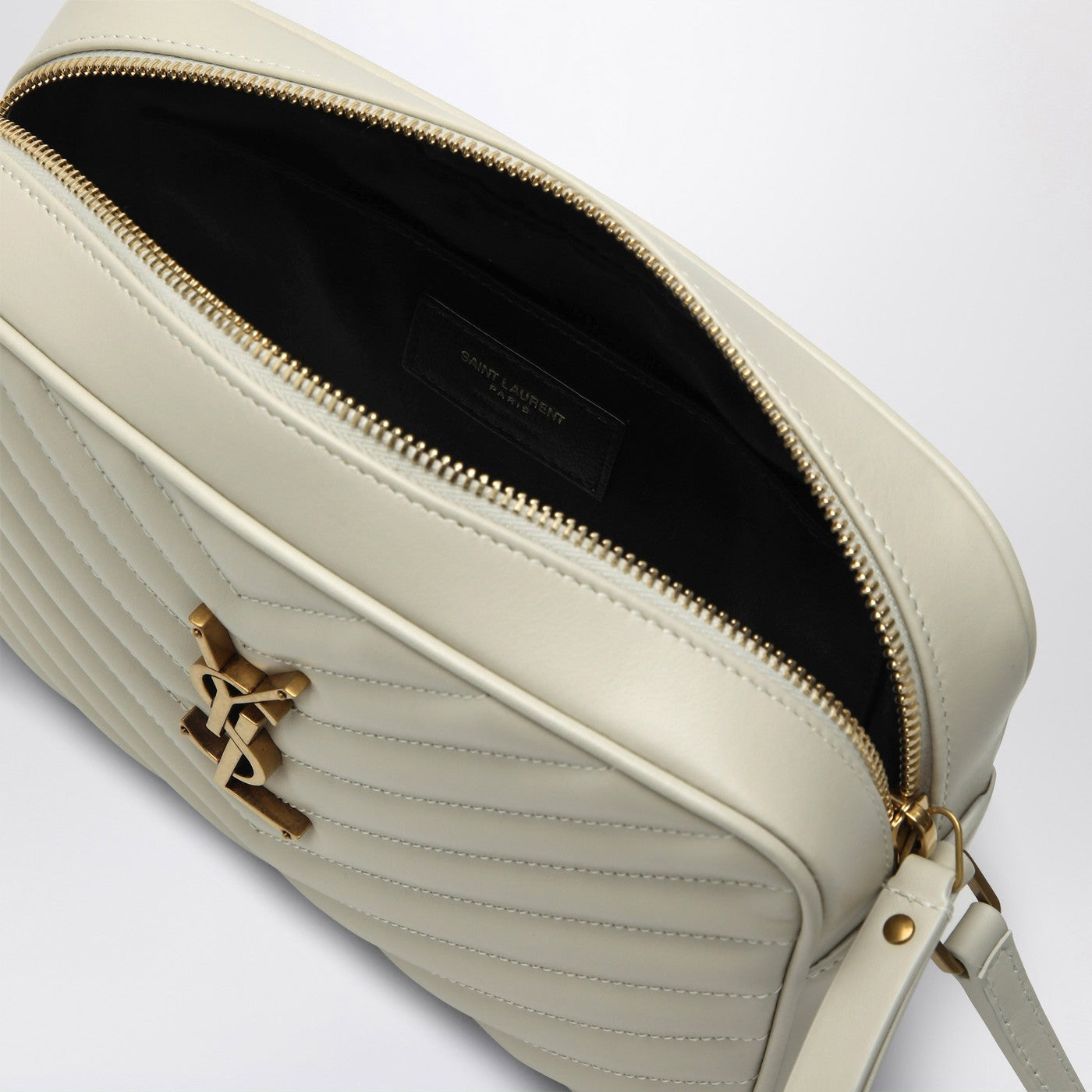 Sacoche Lou en cuir matelassé crème