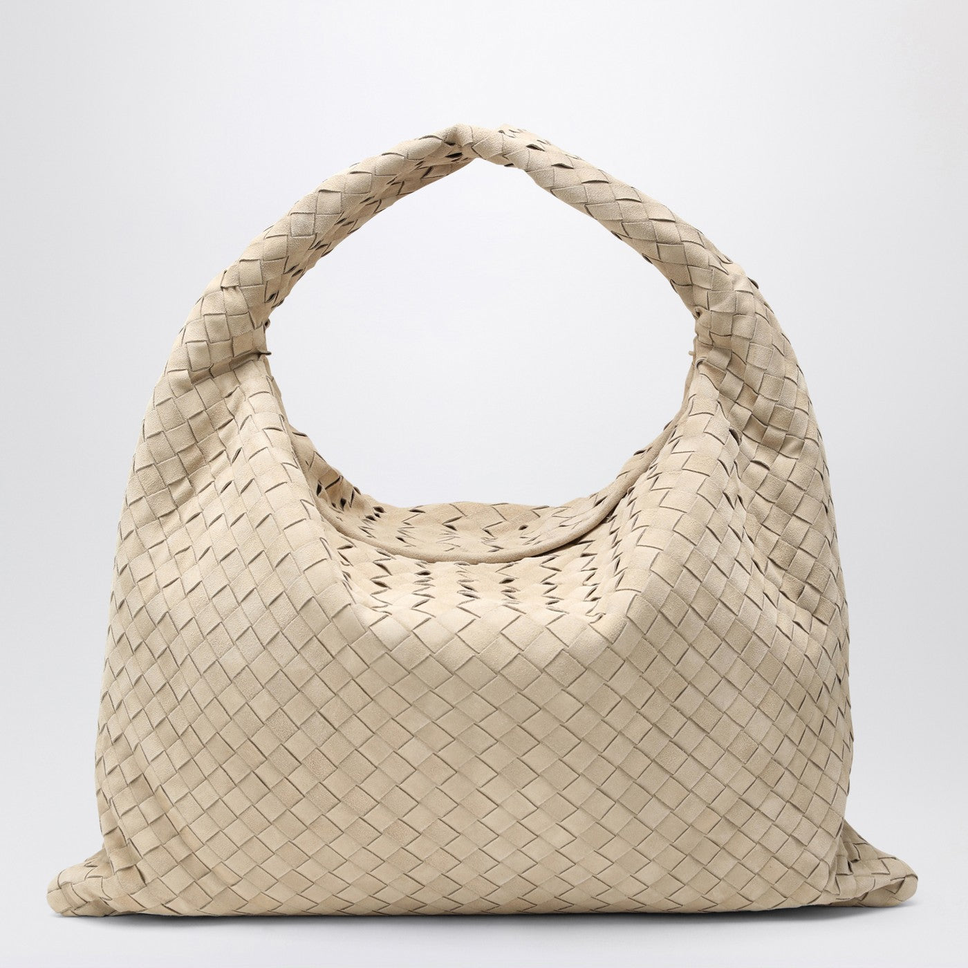 Bottega Veneta Hop large shoulder bag ecru in suede | TheDoubleF
