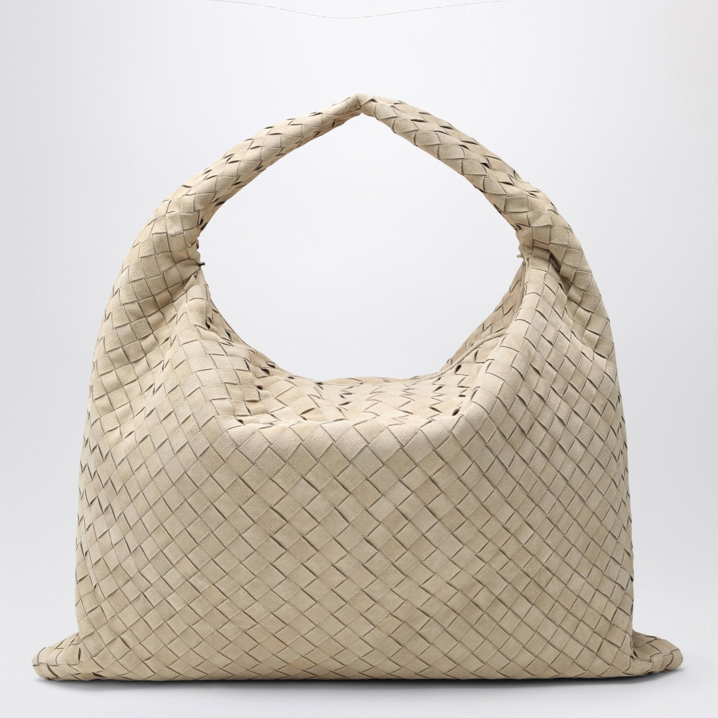 Bottega Veneta Hop large shoulder bag ecru in suede | TheDoubleF