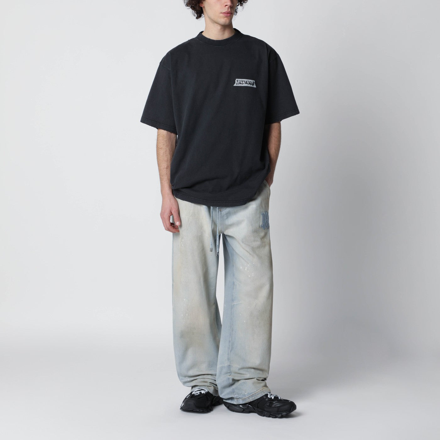 Black washed Masking Tape T-shirt with medium fit