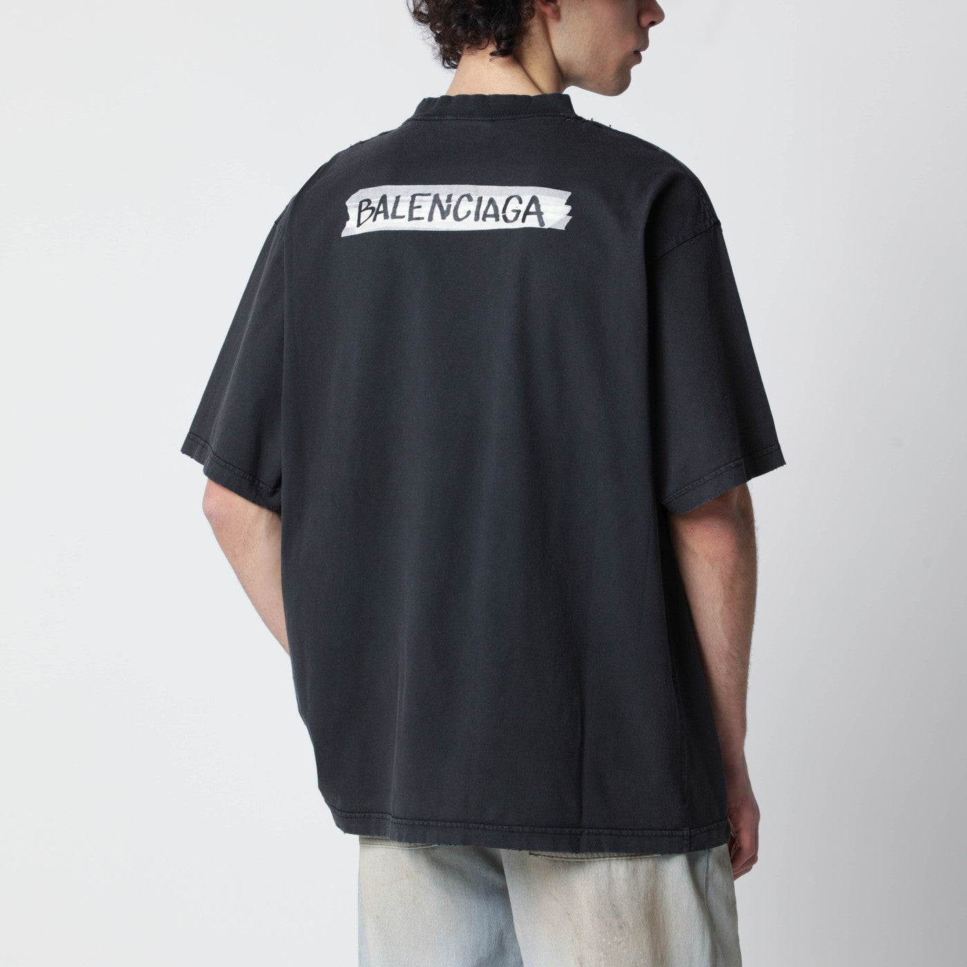 Black washed Masking Tape T-shirt with medium fit