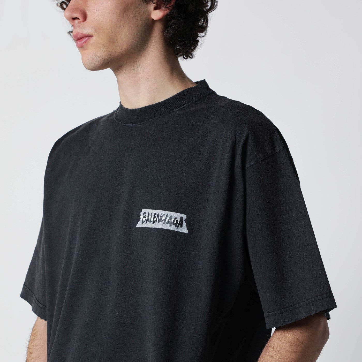 Black washed Masking Tape T-shirt with medium fit