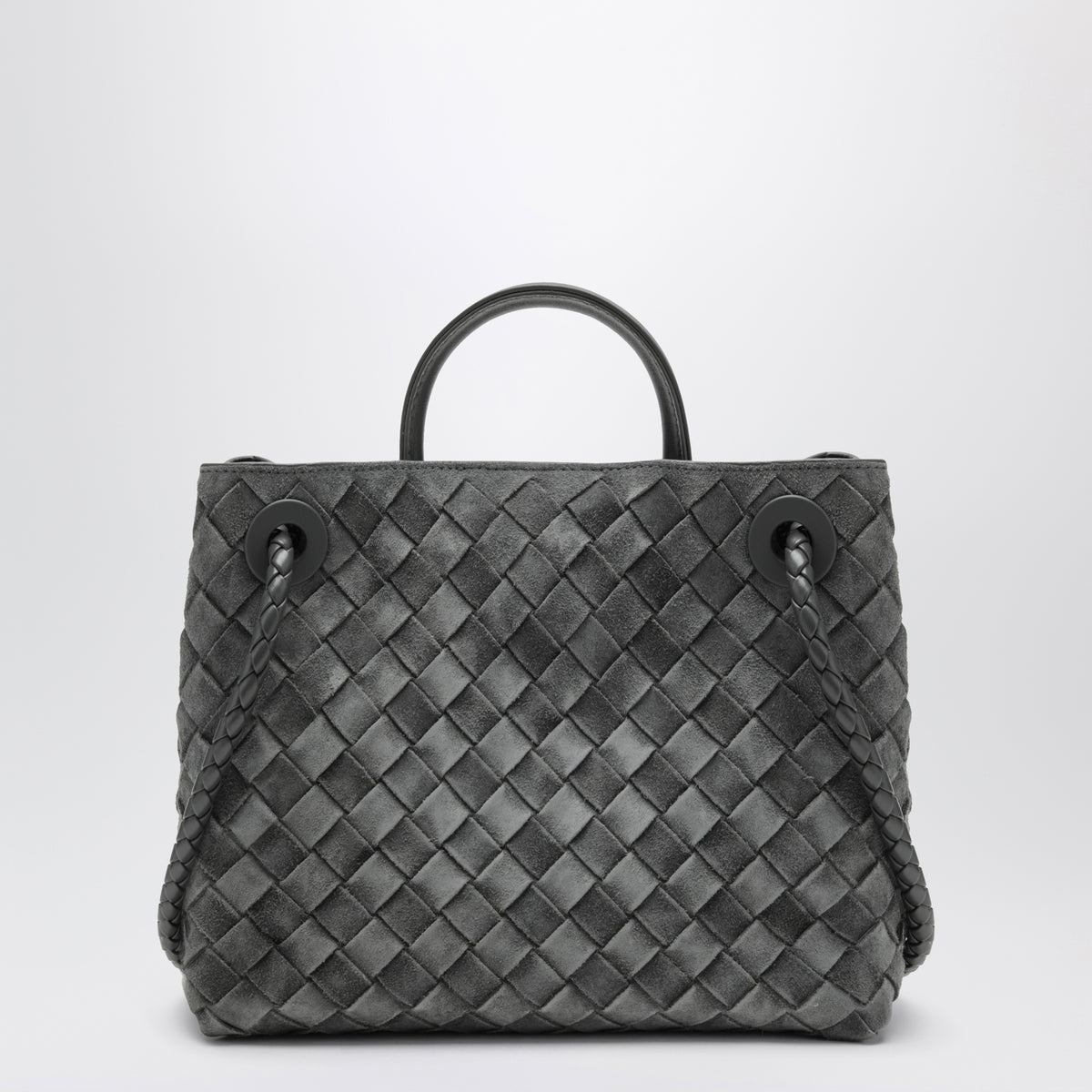 Small Andiamo handbag in grey woven suede