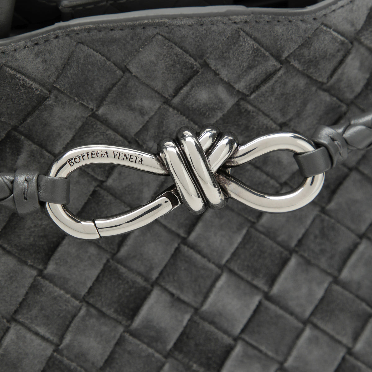 Small Andiamo handbag in grey woven suede