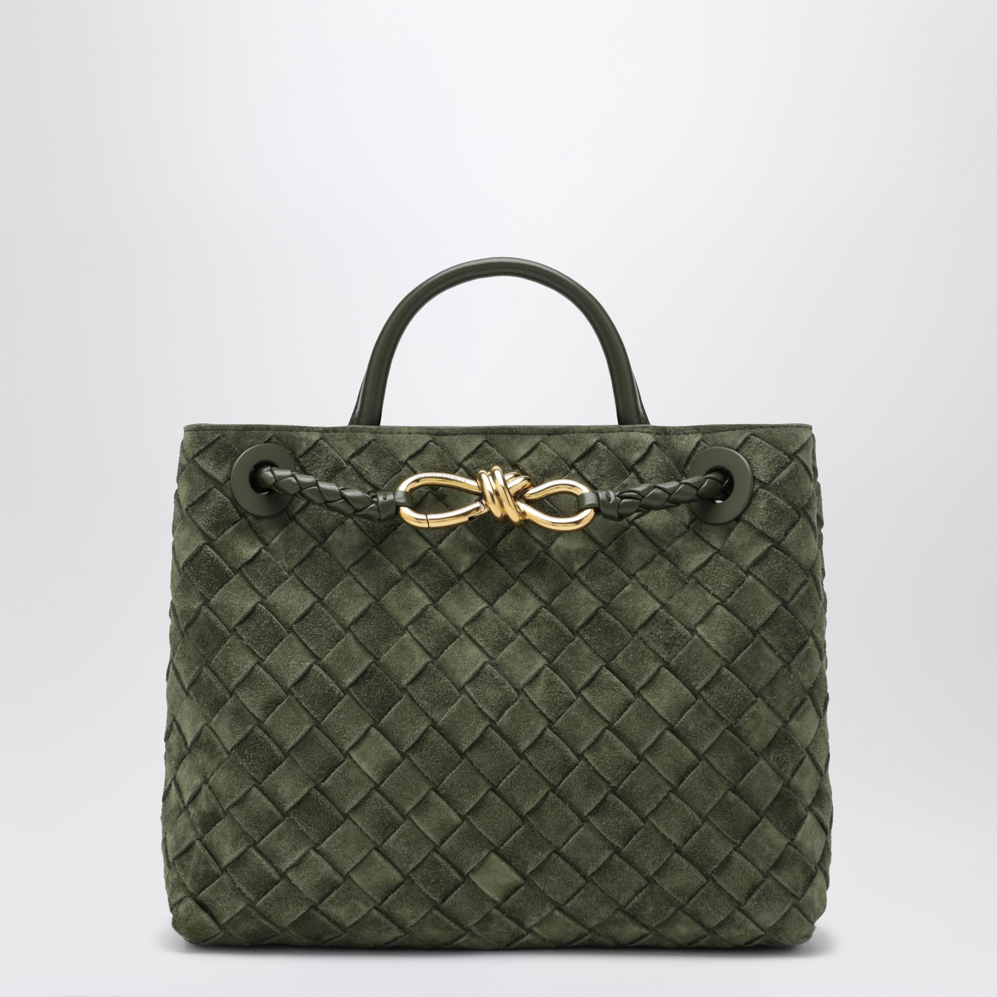 Sac à main Andiamo petit en suède vert foncé