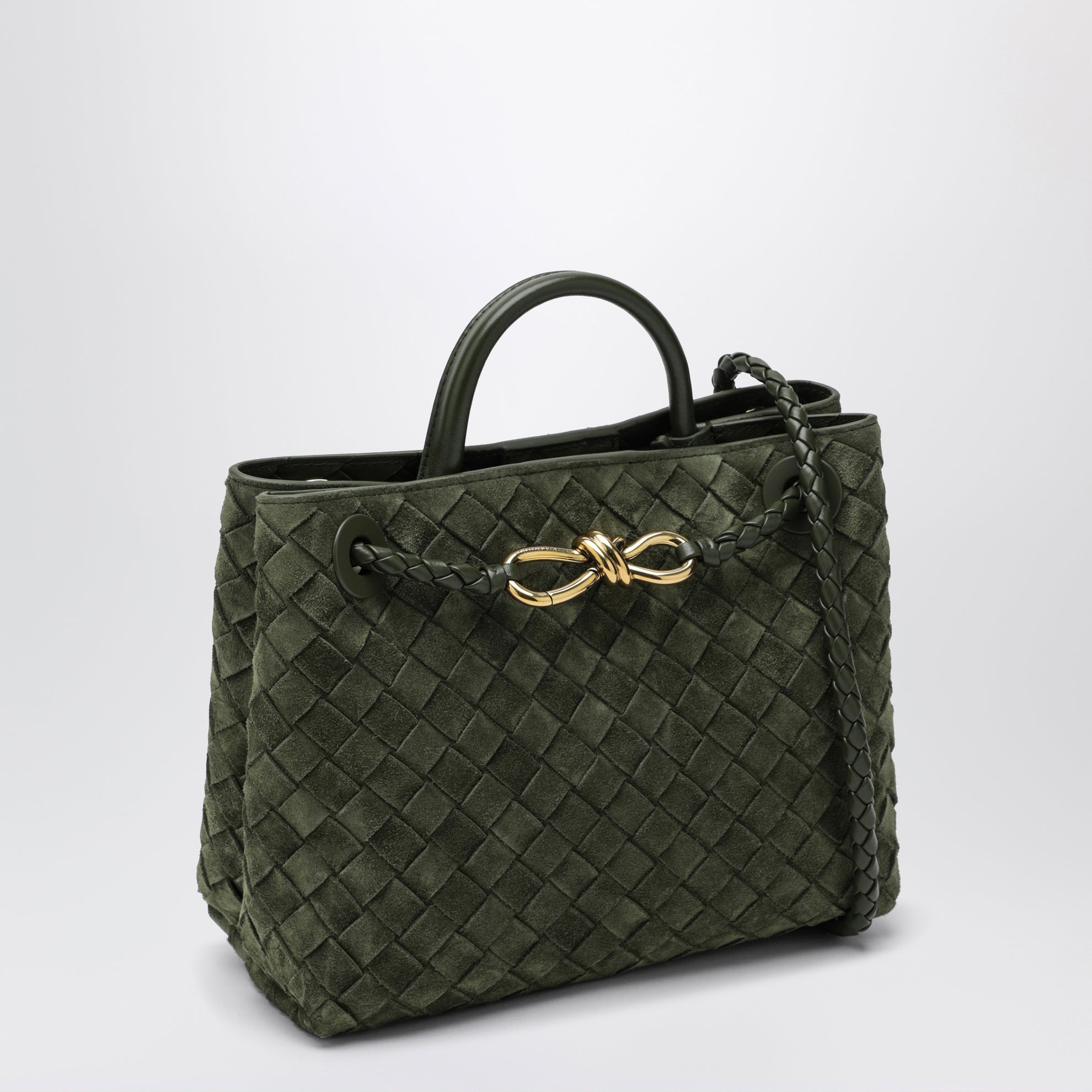 Sac à main Andiamo petit en suède vert foncé