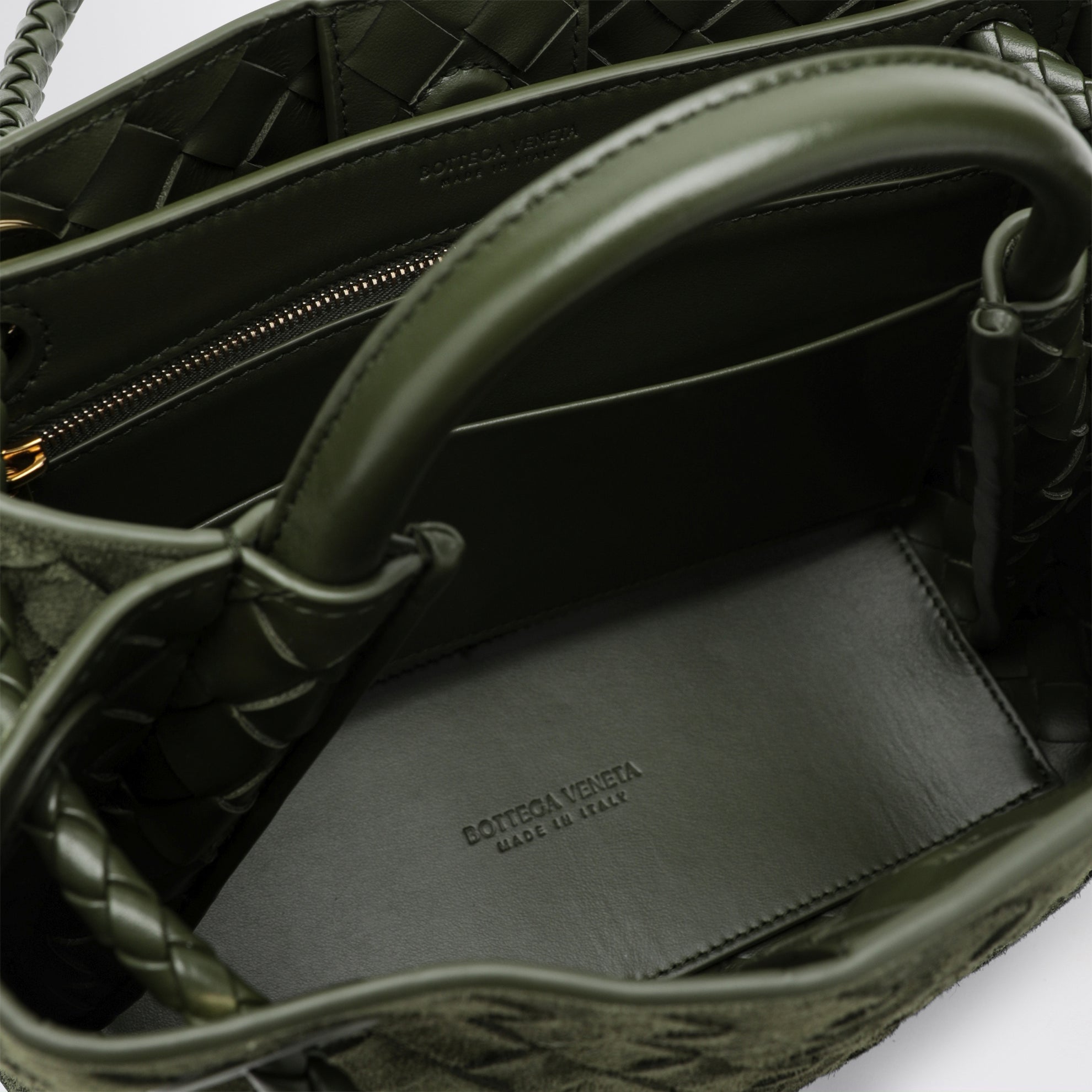 Sac à main Andiamo petit en suède vert foncé