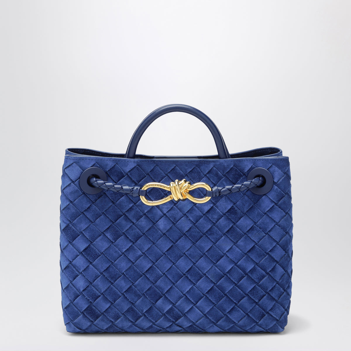Small Andiamo handbag in Blue Royal Intrecciato suede