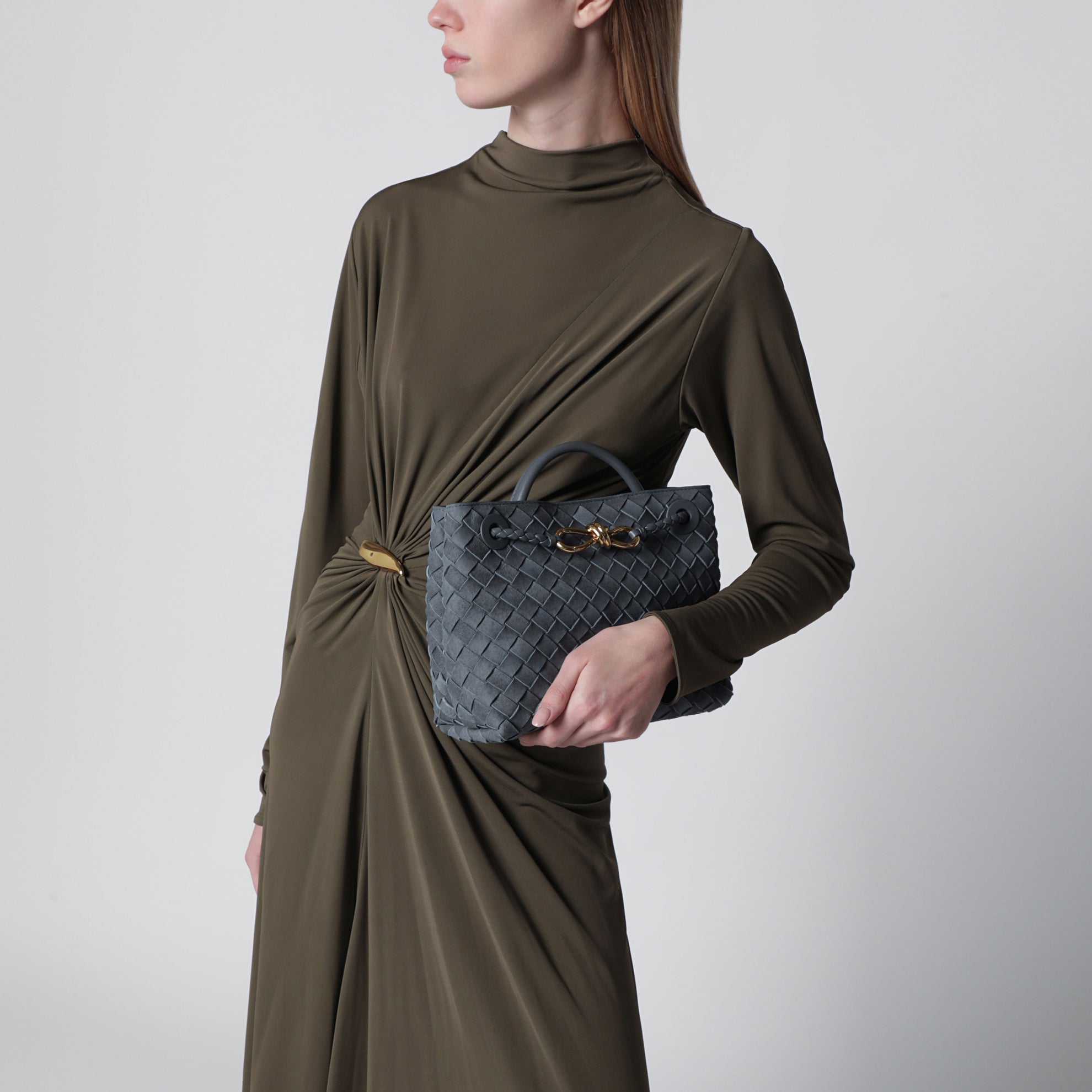 Borsa a mano Andiamo piccola in suede Cloudy Indigo